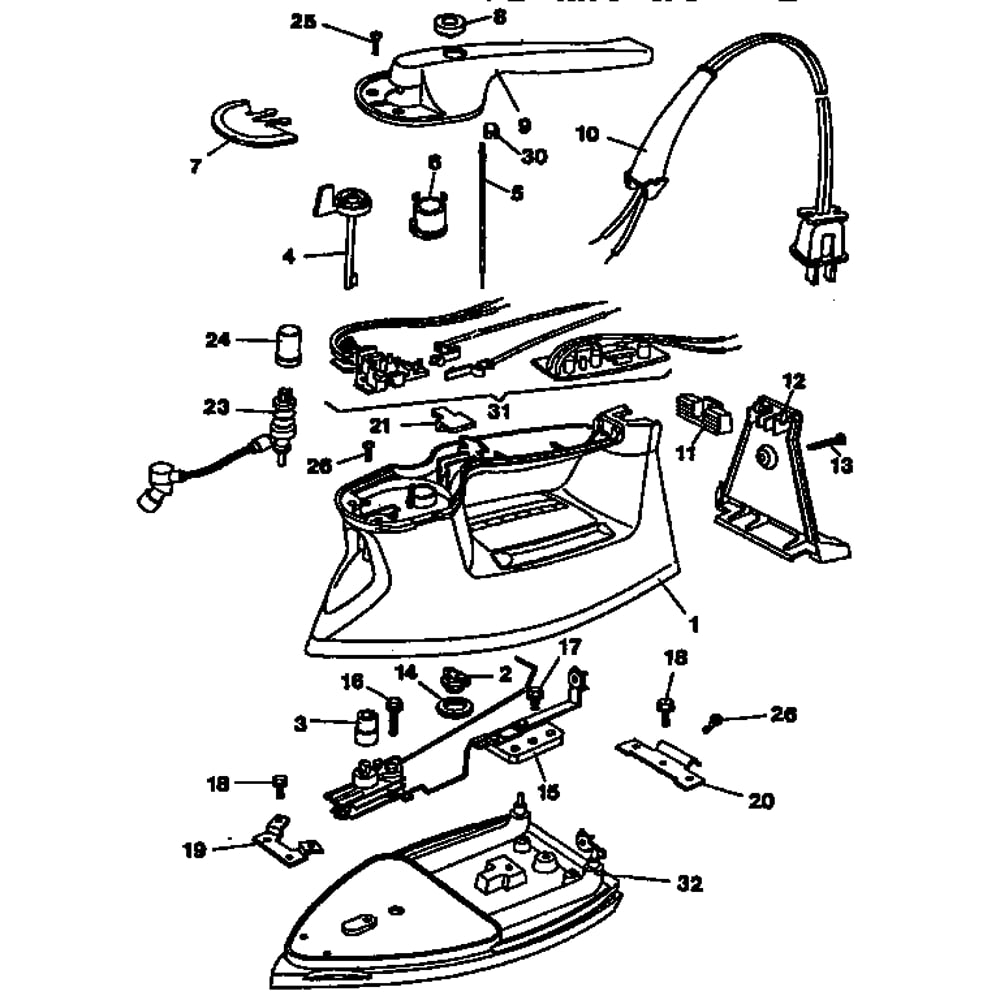 Replacement Parts Diagram and Parts List for F495SA  Black and Decker Iron